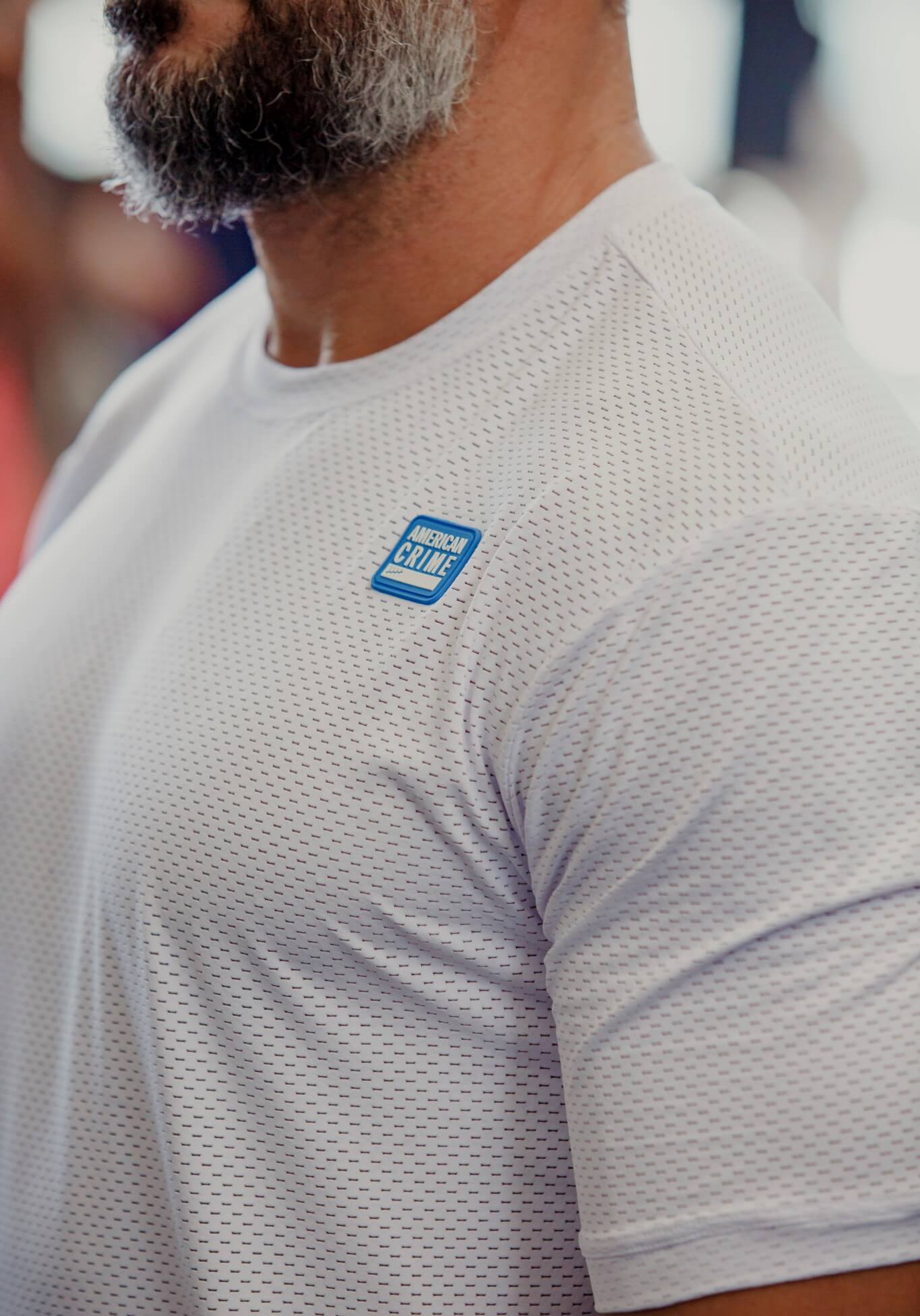 Camiseta training air all white blue logo 3