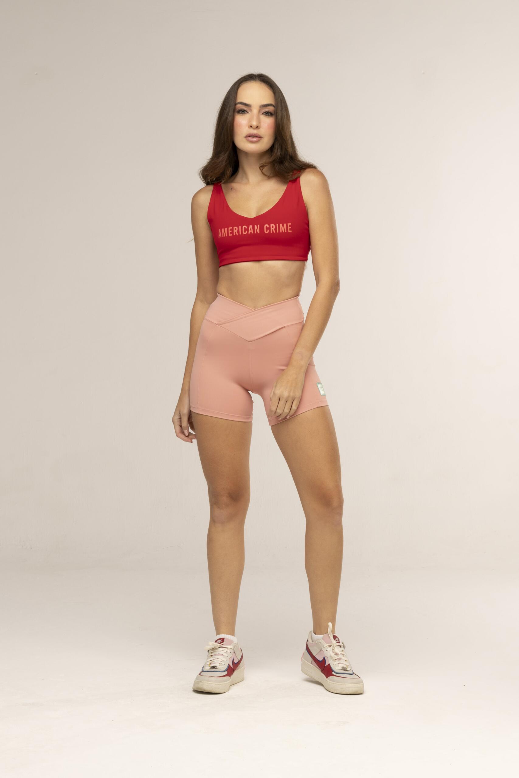 Top Deep V Scarlet Red And Peach 3-min