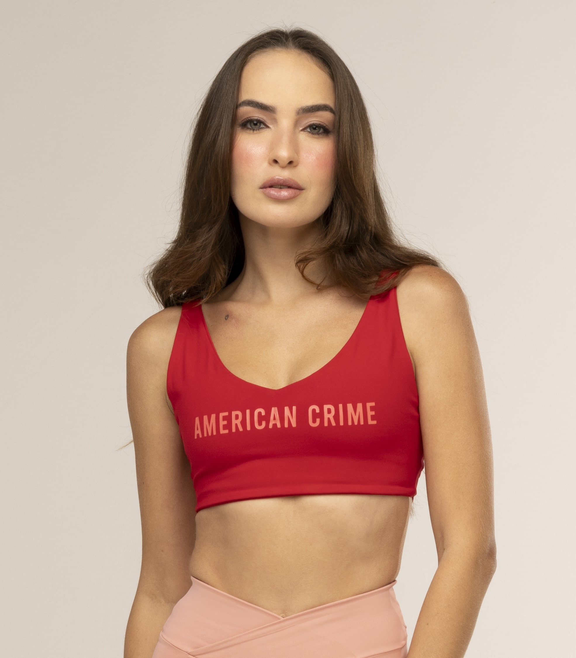 Top Deep V Scarlet Red And Peach-min